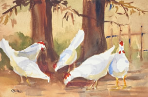 Art - Painting - Chickens